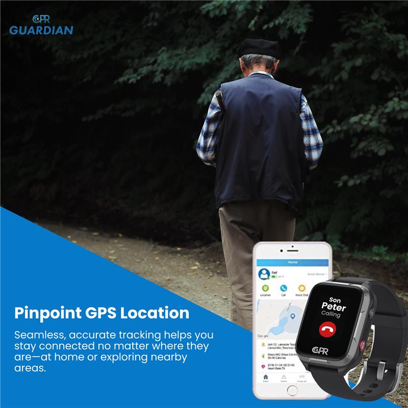 CPR Guardian Active Personal Alarm Watch with Emergency SOS Button, Pinpoint GPS Location Tracking, Two-Way Calling, Health Monitoring and Medical Reminders (All-inclusive 1-Year Plan)