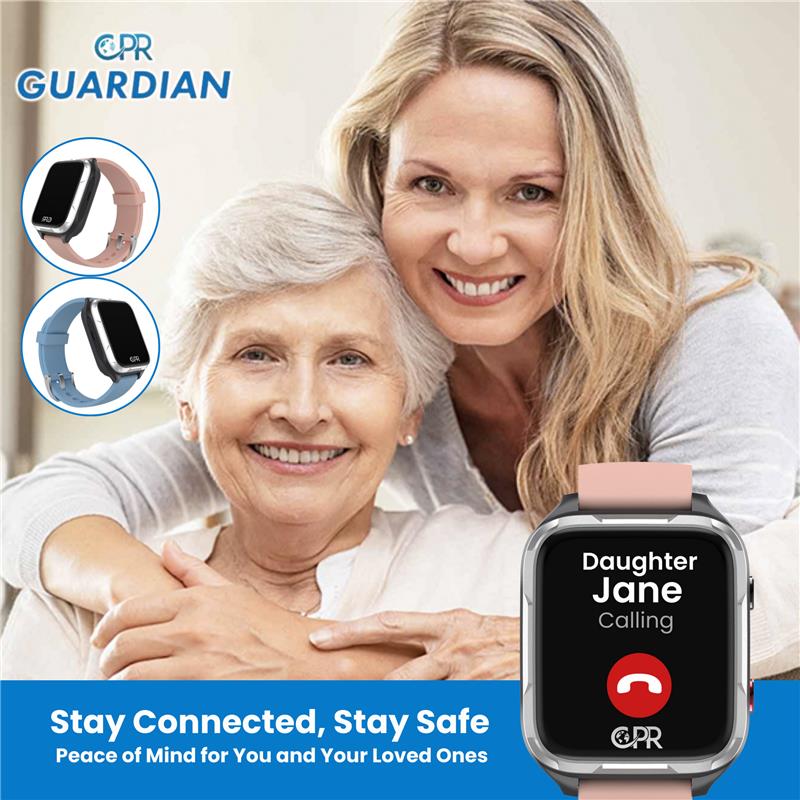 CPR Guardian Active Personal Alarm Watch with Emergency SOS Button, Pinpoint GPS Location Tracking, Two-Way Calling, Health Monitoring and Medical Reminders (All-inclusive 1-Year Plan)