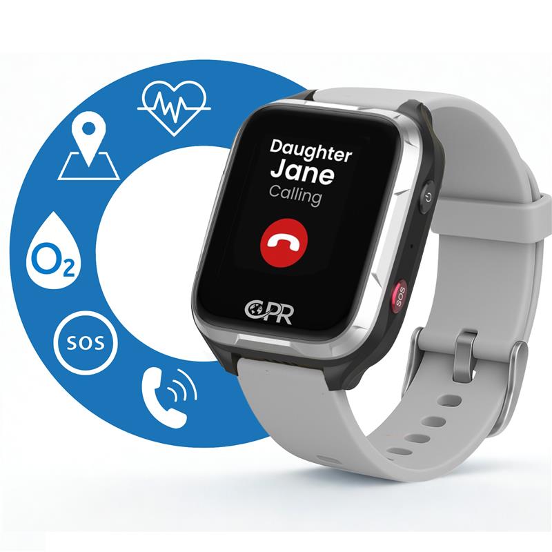 CPR Guardian Active Personal Alarm Watch with Emergency SOS Button, Pinpoint GPS Location Tracking, Two-Way Calling, Health Monitoring and Medical Reminders (All-inclusive 1-Year Plan)