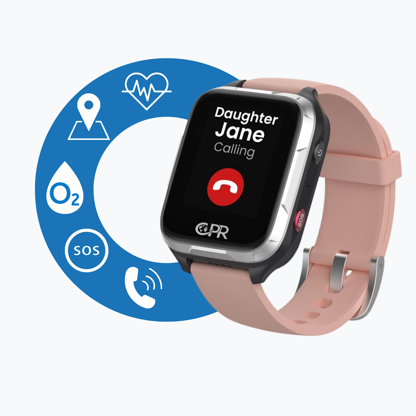 CPR Guardian Active Personal Alarm Watch with Emergency SOS Button, Pinpoint GPS Location Tracking, Two-Way Calling, Health Monitoring and Medical Reminders (All-inclusive 1-Year Plan)
