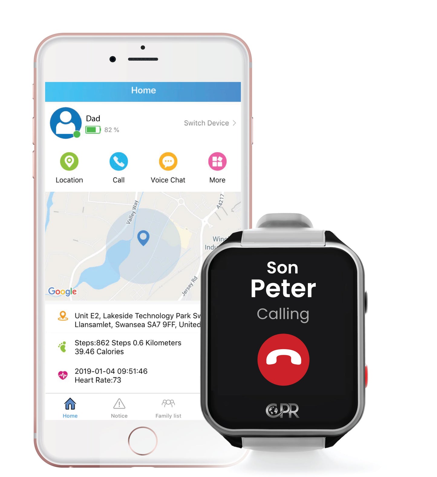 CPR Guardian Active Personal Alarm Watch with Emergency SOS Button, Pinpoint GPS Location Tracking, Two-Way Calling, Health Monitoring and Medical Reminders (All-inclusive 1-Year Plan)