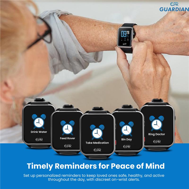 CPR Guardian Active Personal Alarm Watch with Emergency SOS Button, Pinpoint GPS Location Tracking, Two-Way Calling, Health Monitoring and Medical Reminders (All-inclusive 1-Year Plan)