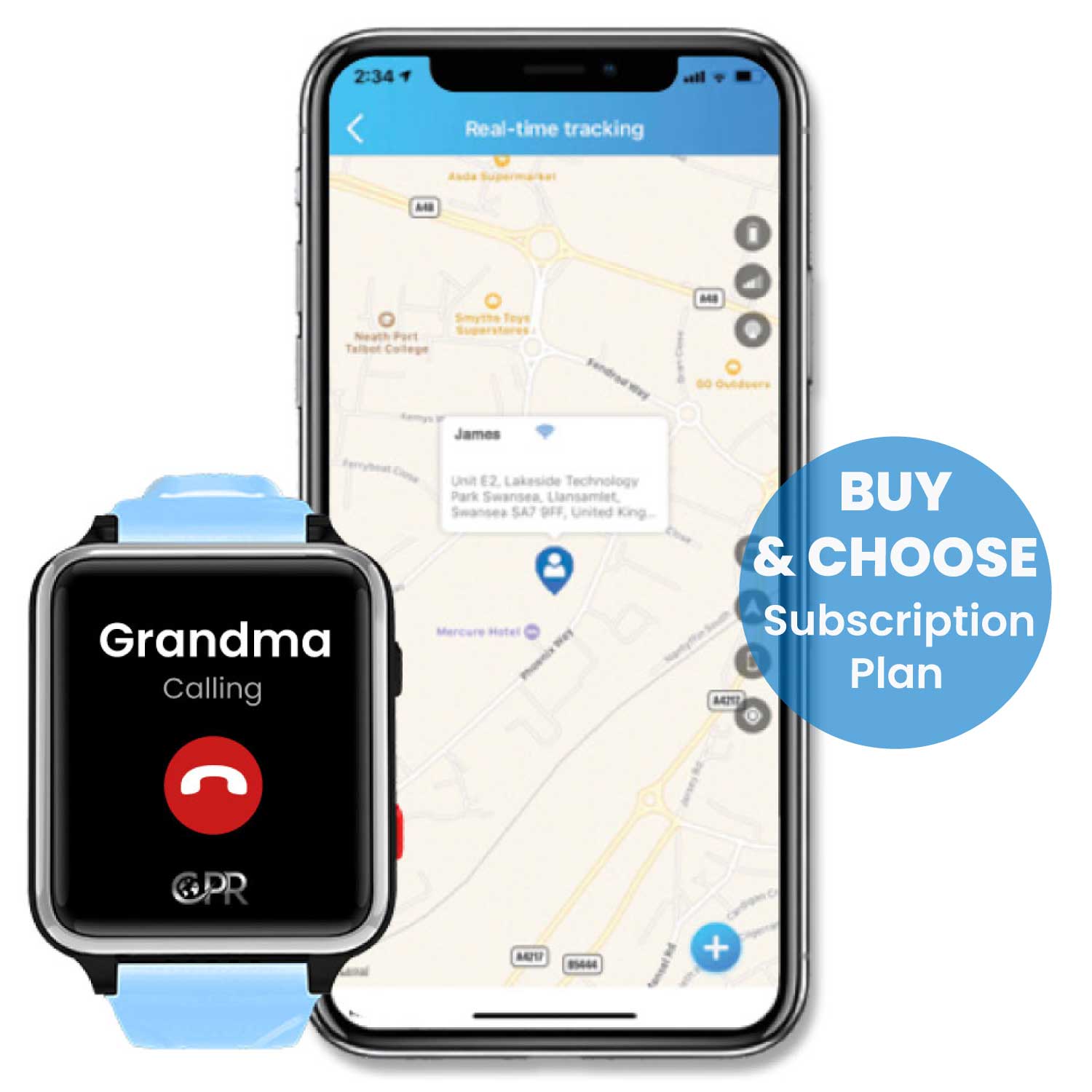 CPR Guardian Adventure for Kids with Real-Time Tracking, GPS Trail Logging,  Two-Way Phone Calling, Emergency SOS (Service Plan Needed)