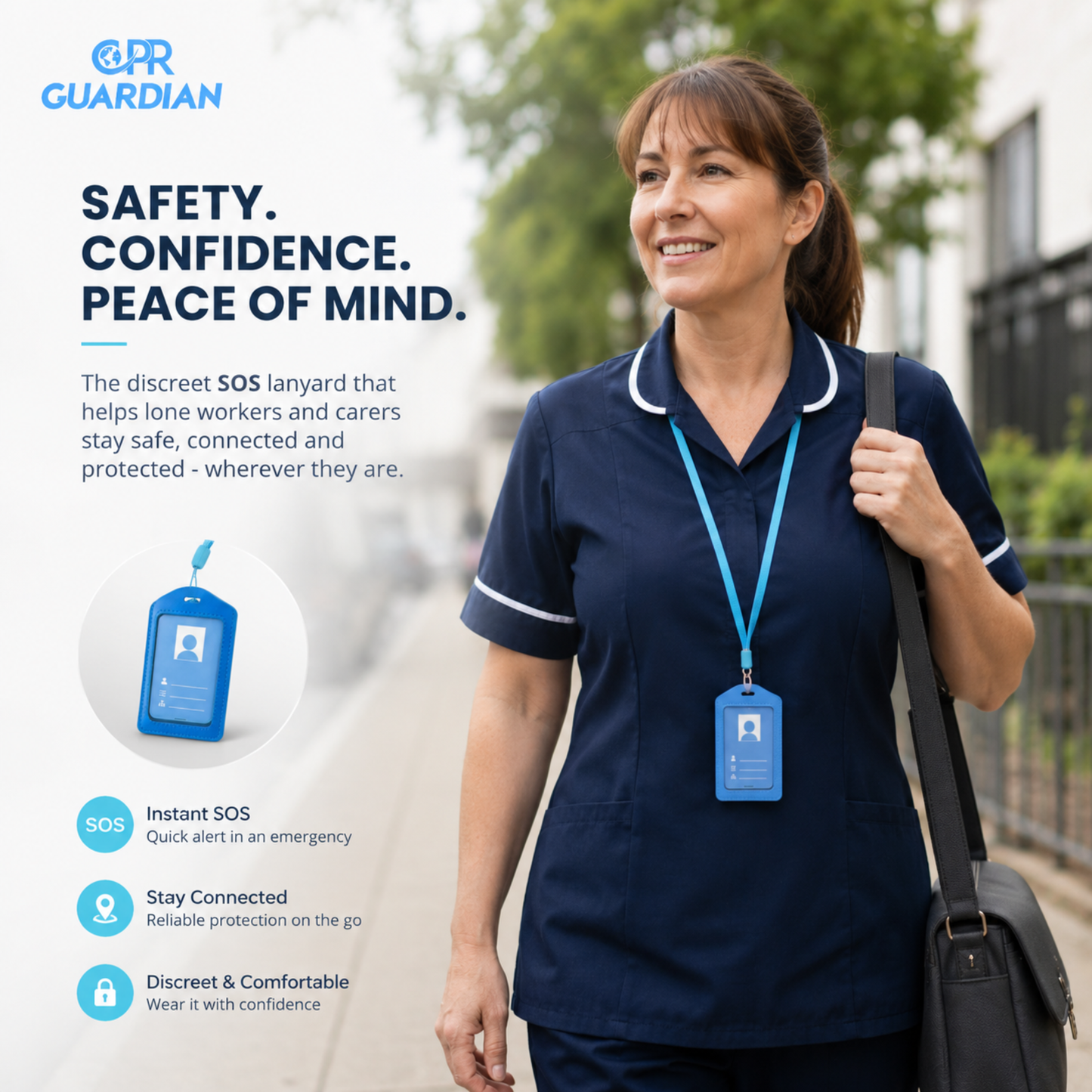 CPR Guardian ID Card GPS Location Tracker with SOS Emergency Button and Two-Way Calling | Lone Worker Safety Device & Personal Panic Alarm