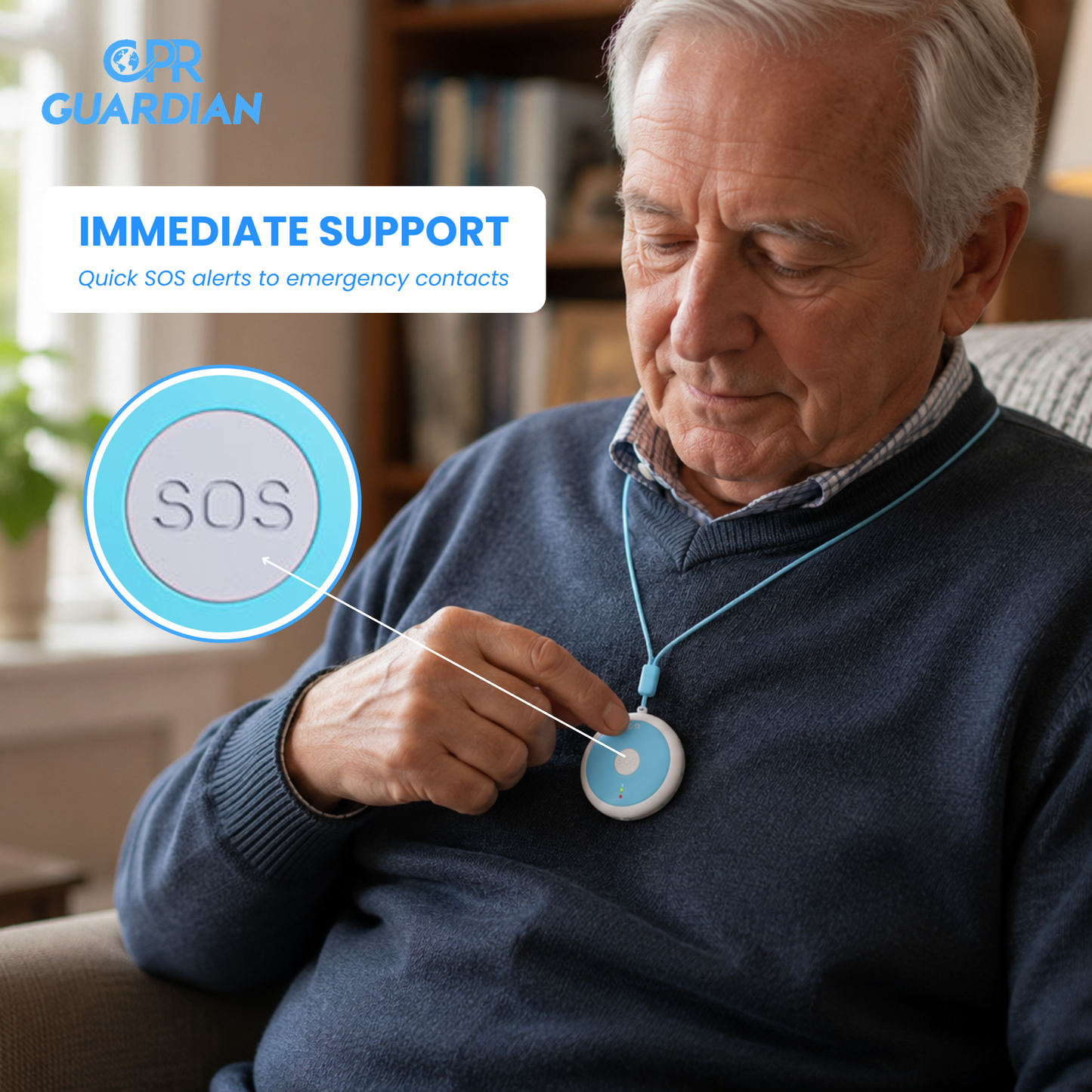 CPR Guardian Pendant Alarm with SOS, GPS, 4G Emergency Alert Button with Two-Way Calling & Live Location Tracking