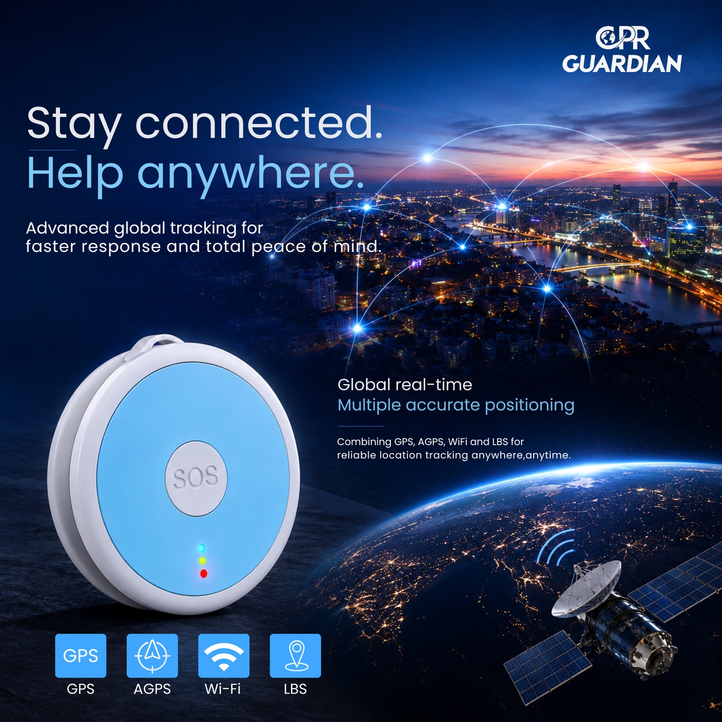CPR Guardian Pendant Alarm with SOS, GPS, 4G Emergency Alert Button with Two-Way Calling & Live Location Tracking
